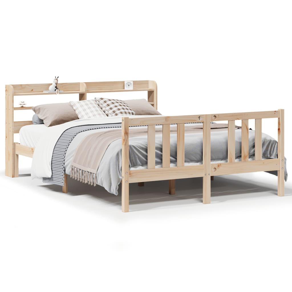 vidaXL Bed Frame with Headboard without Mattress 140x190 cm