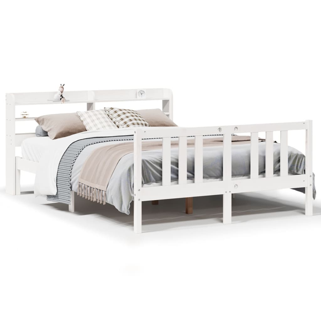 vidaXL Bed Frame with Headboard without Mattress White 150x200 cm King Size