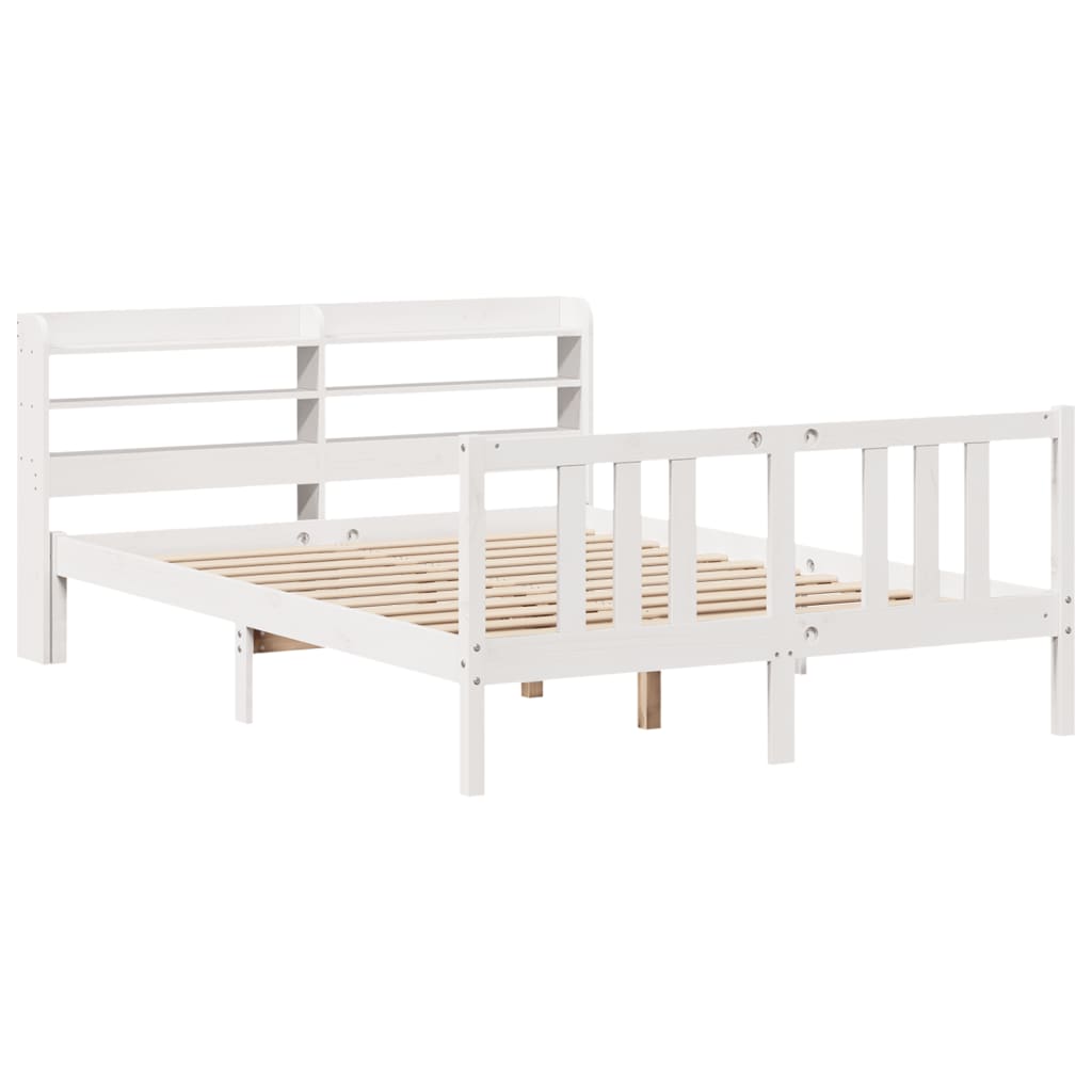 vidaXL Bed Frame with Headboard without Mattress White 150x200 cm King Size