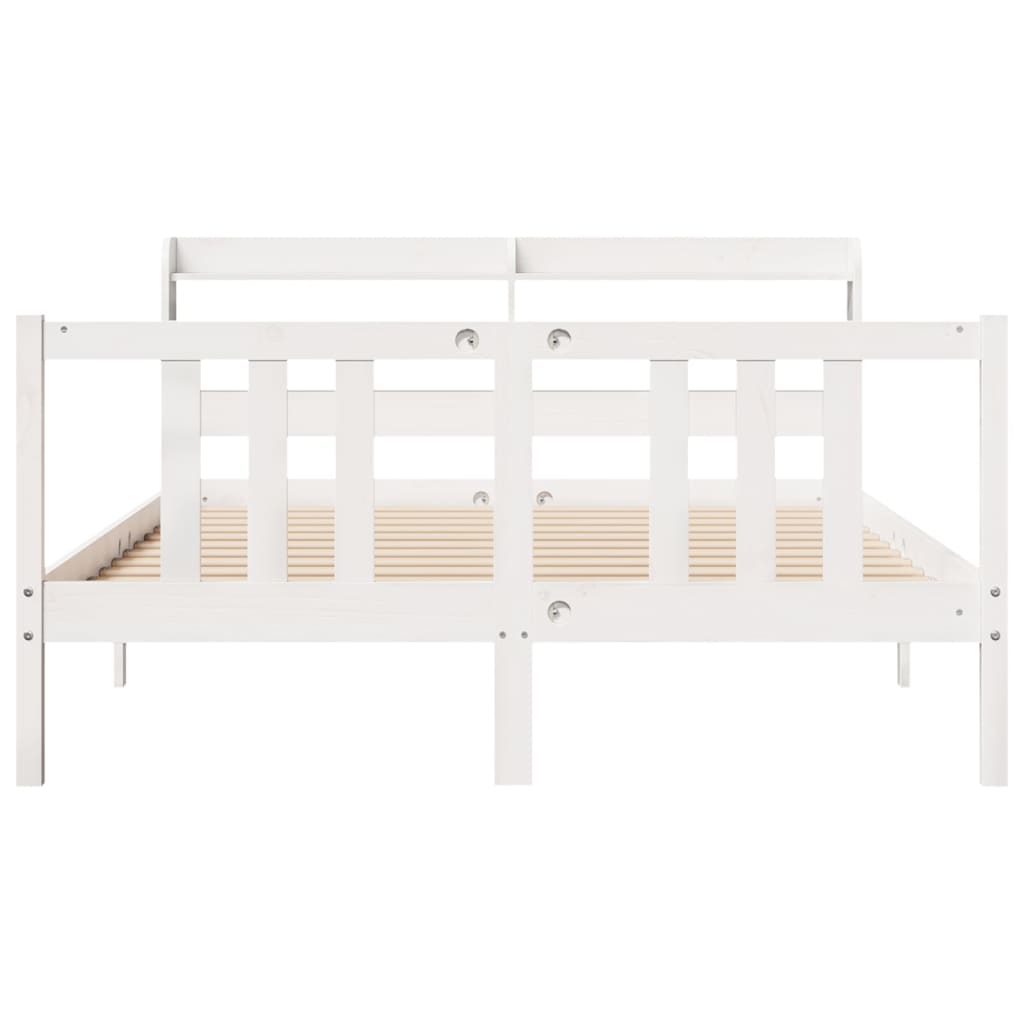 vidaXL Bed Frame with Headboard without Mattress White 150x200 cm King Size