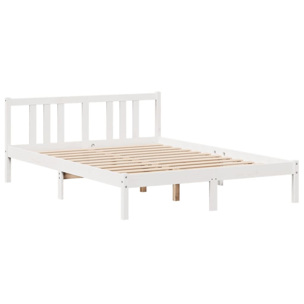 vidaXL Bed Frame with Headboard without Mattress White 150x200 cm King Size