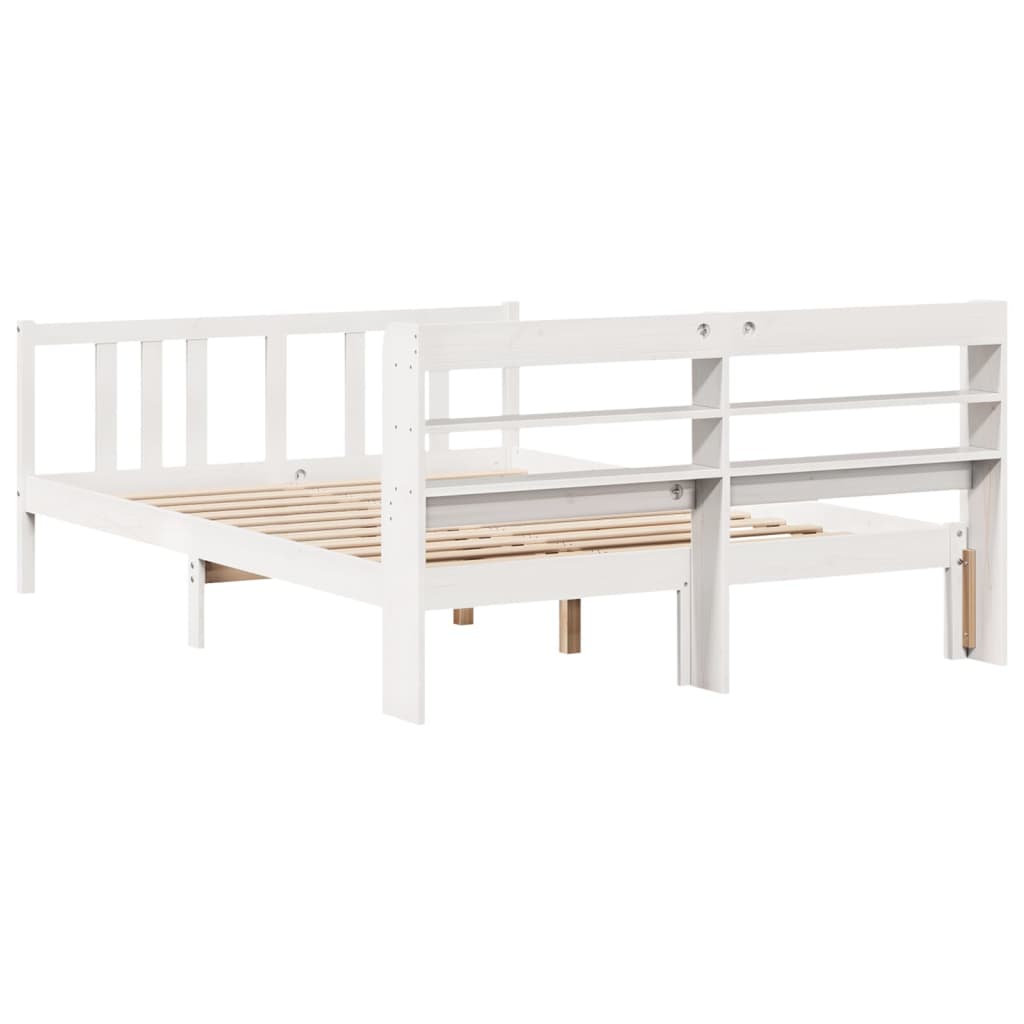 vidaXL Bed Frame with Headboard without Mattress White 150x200 cm King Size