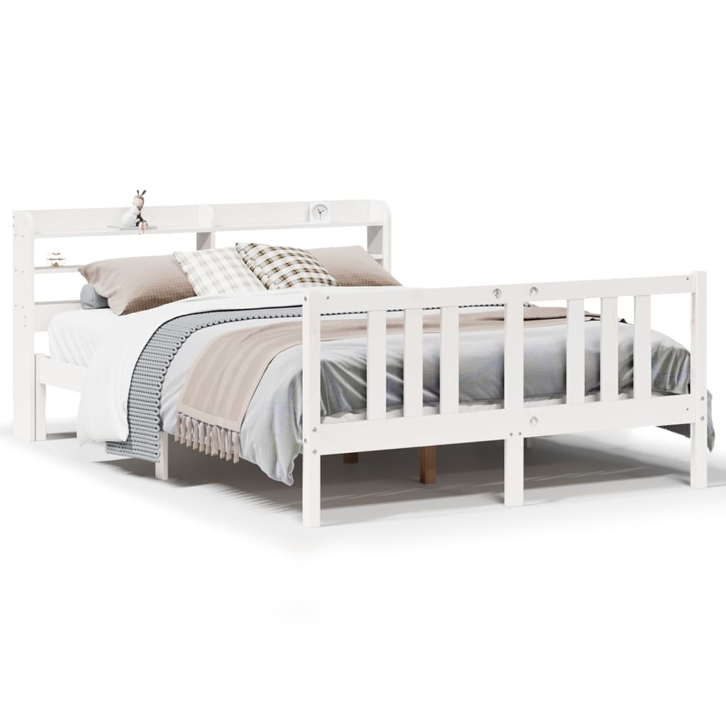 vidaXL Bed Frame with Headboard without Mattress White 160x200 cm