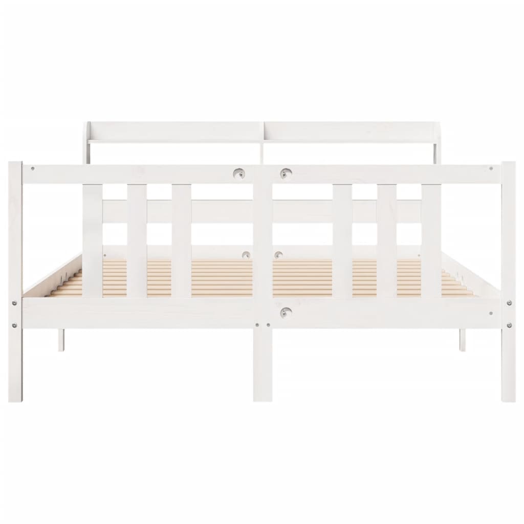 vidaXL Bed Frame with Headboard without Mattress White 160x200 cm