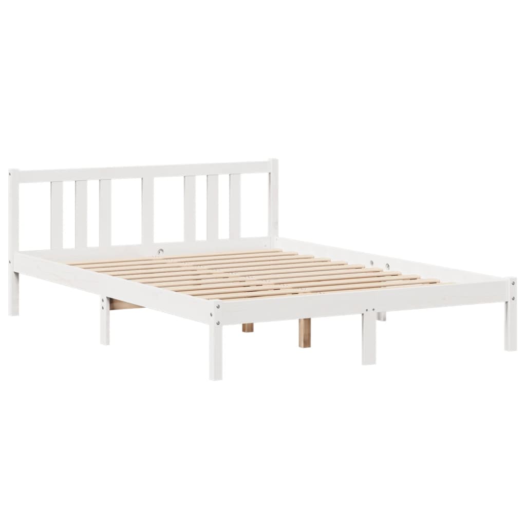 vidaXL Bed Frame with Headboard without Mattress White 160x200 cm