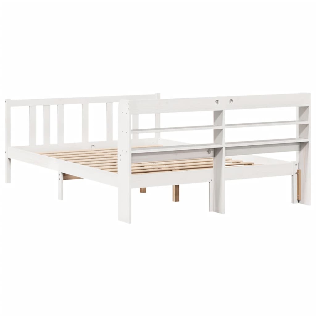 vidaXL Bed Frame with Headboard without Mattress White 160x200 cm