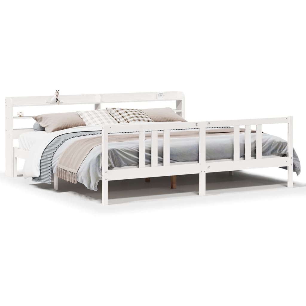 vidaXL Bed Frame with Headboard without Mattress White 200x200 cm