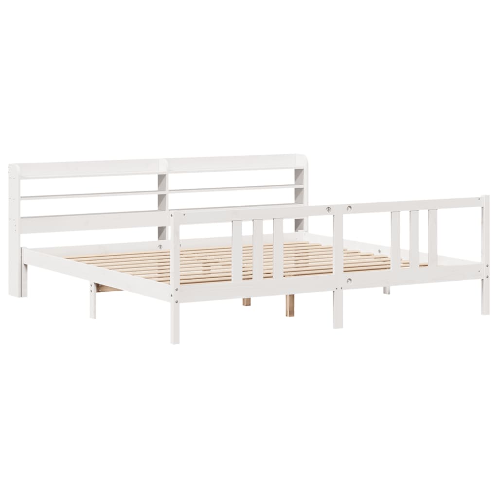 vidaXL Bed Frame with Headboard without Mattress White 200x200 cm