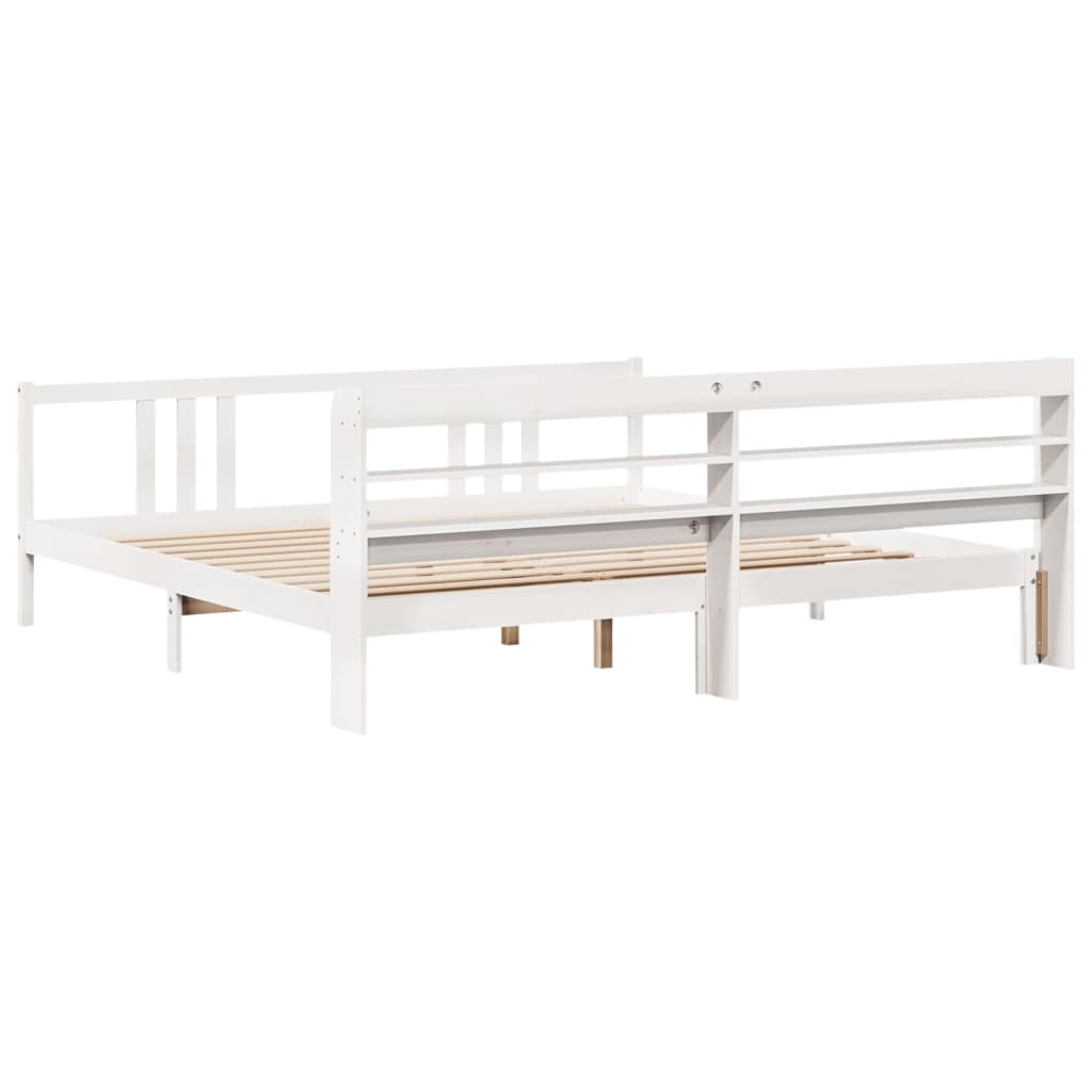 vidaXL Bed Frame with Headboard without Mattress White 200x200 cm