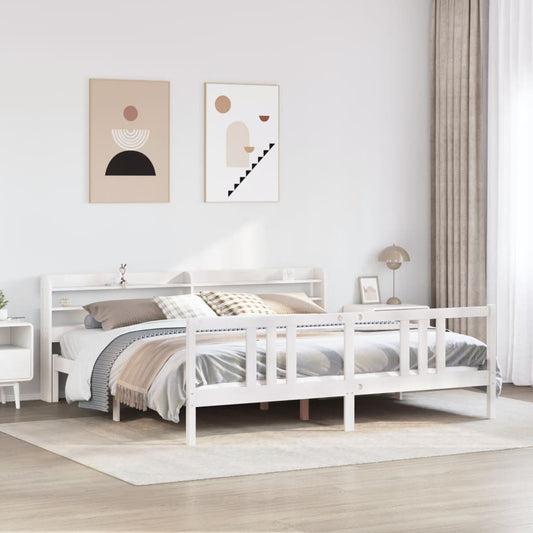 vidaXL Bed Frame with Headboard without Mattress White 200x200 cm