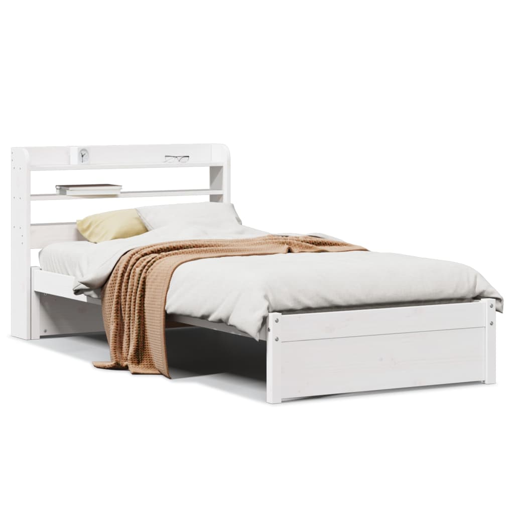 vidaXL Bed Frame with Headboard without Mattress White 75x190 cm Small Single