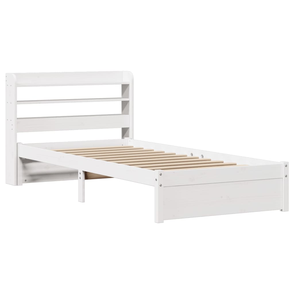 vidaXL Bed Frame with Headboard without Mattress White 75x190 cm Small Single