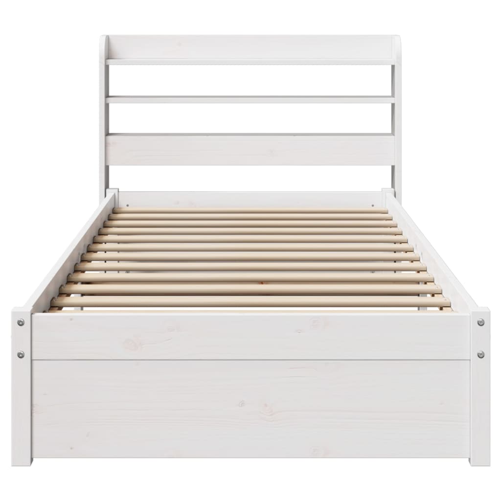 vidaXL Bed Frame with Headboard without Mattress White 75x190 cm Small Single