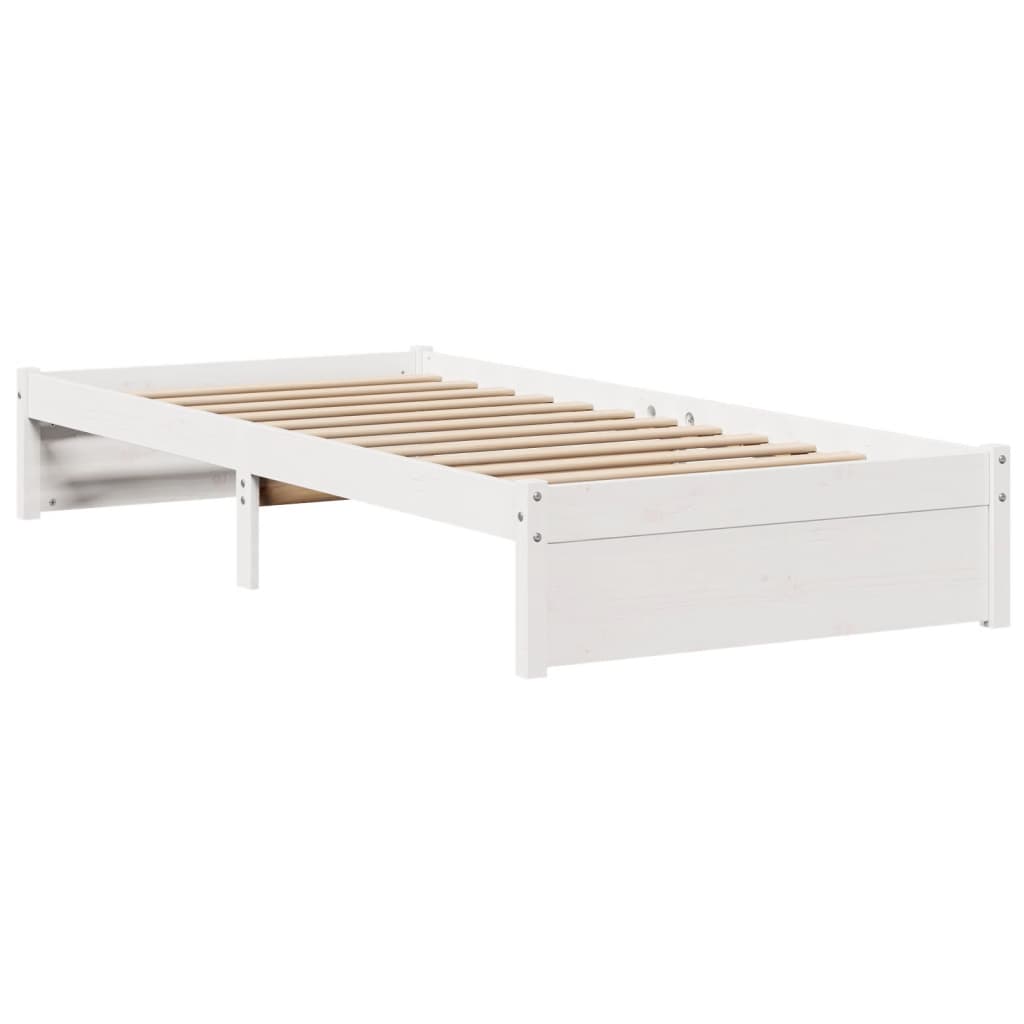 vidaXL Bed Frame with Headboard without Mattress White 75x190 cm Small Single