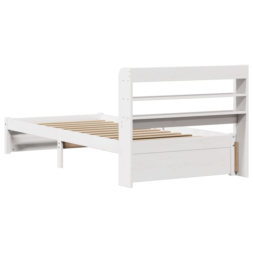 vidaXL Bed Frame with Headboard without Mattress White 75x190 cm Small Single