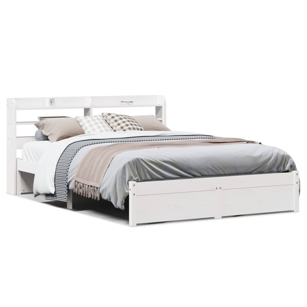 vidaXL Bed Frame with Headboard without Mattress White 120x190 cm Small Double