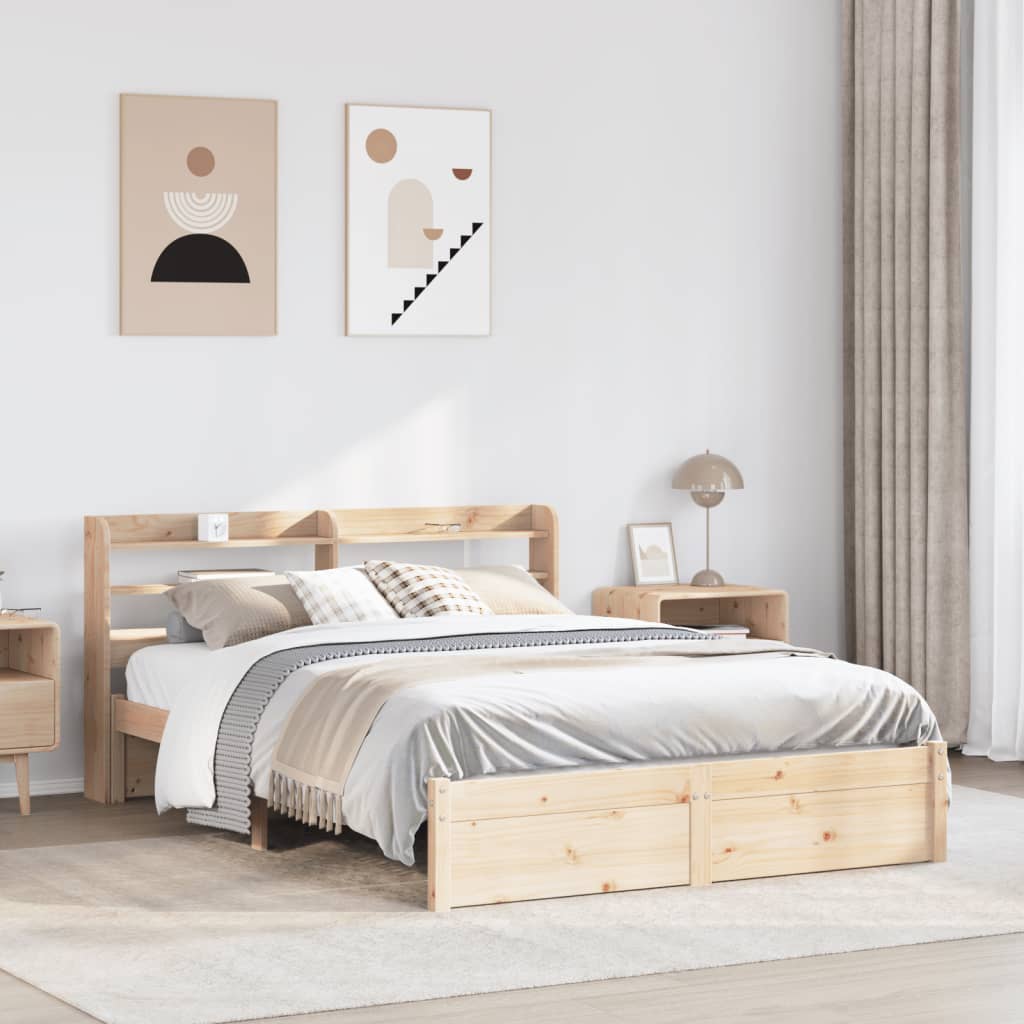 vidaXL Bed Frame with Headboard without Mattress 140x190 cm