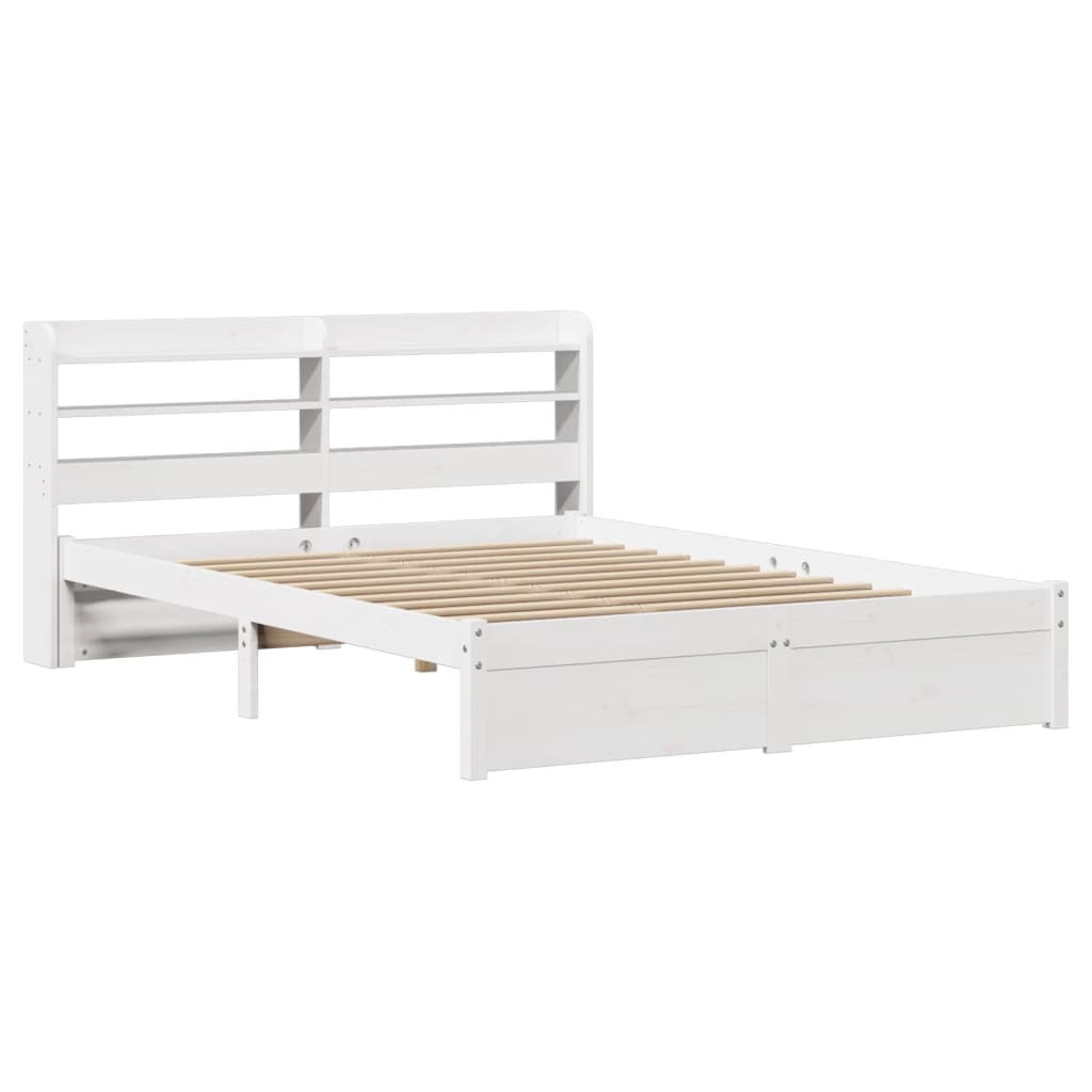 vidaXL Bed Frame with Headboard without Mattress White 140x190 cm