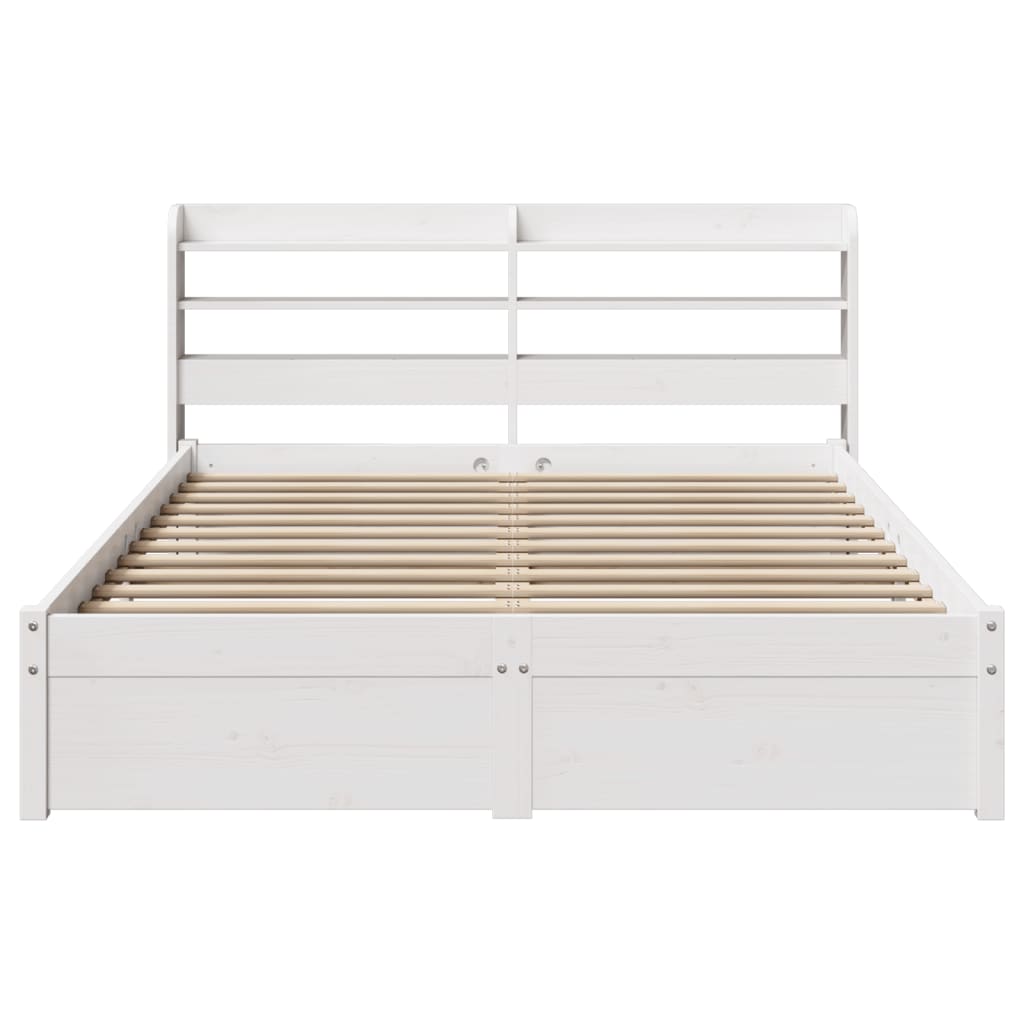 vidaXL Bed Frame with Headboard without Mattress White 140x190 cm