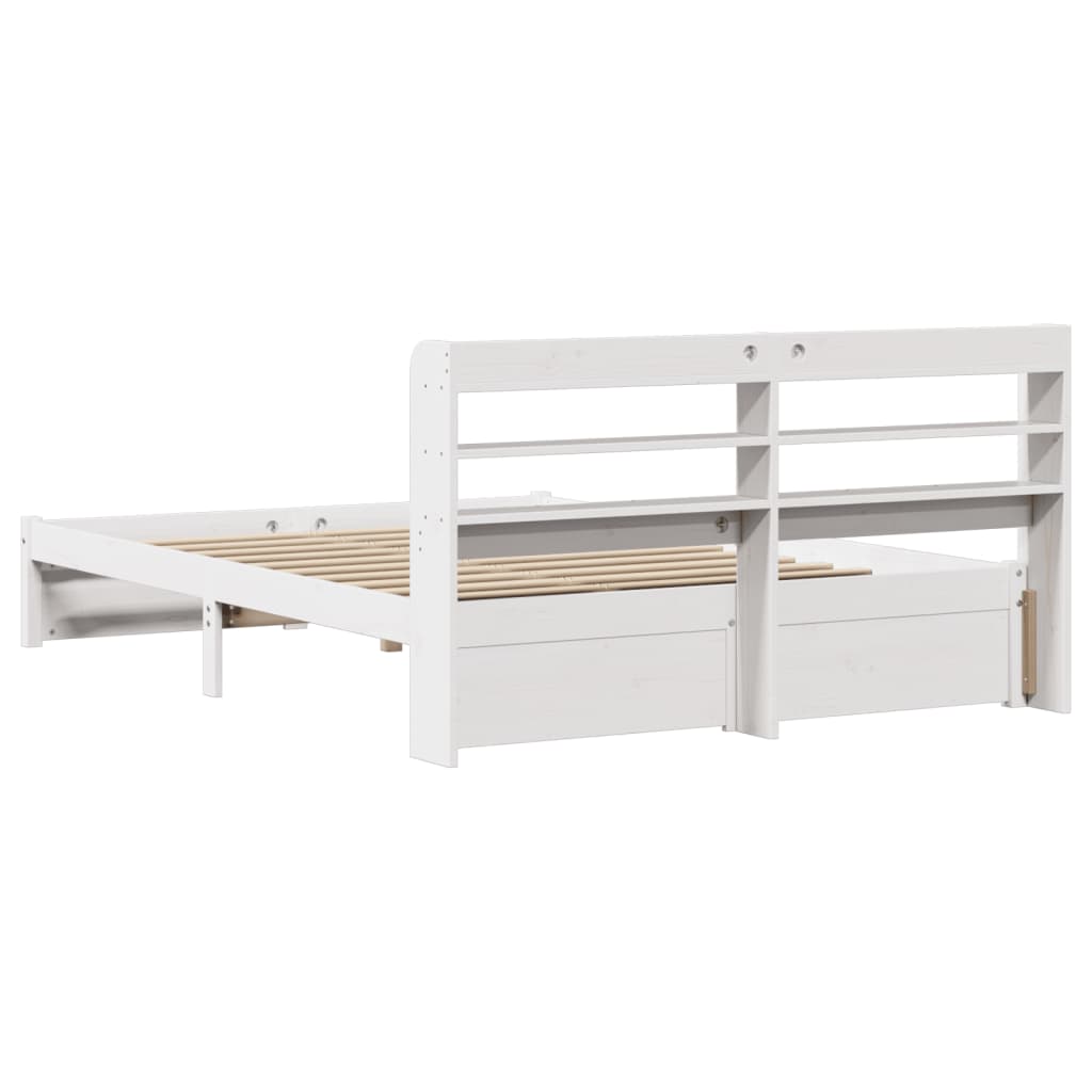 vidaXL Bed Frame with Headboard without Mattress White 140x190 cm