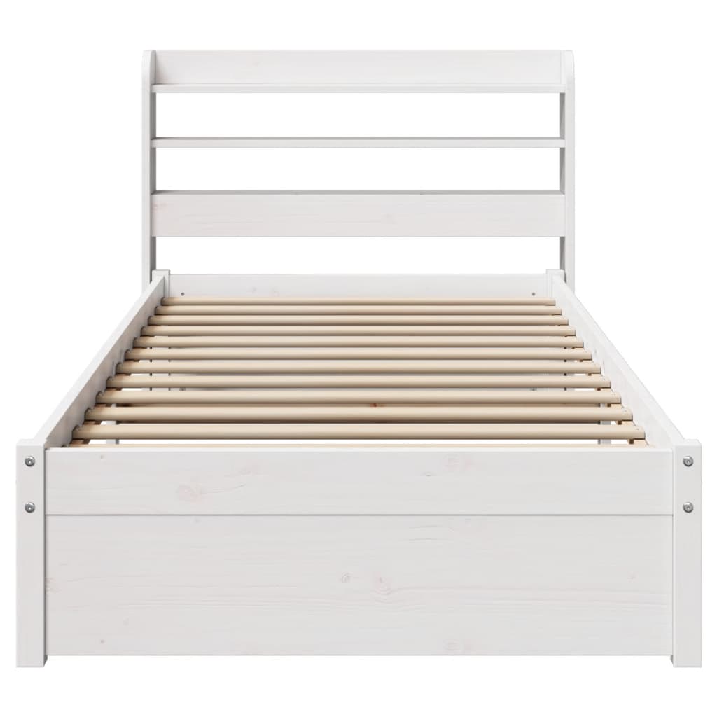 vidaXL Bed Frame with Headboard without Mattress White 100x200 cm