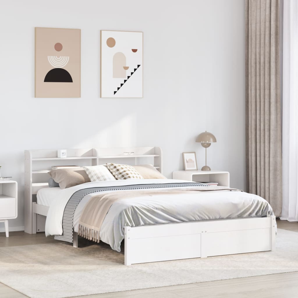 vidaXL Bed Frame with Headboard without Mattress White 120x200 cm