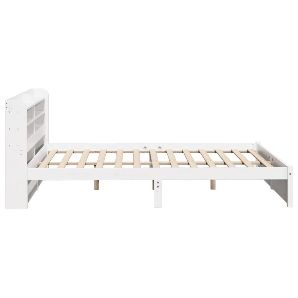 vidaXL Bed Frame with Headboard without Mattress White 140x200 cm