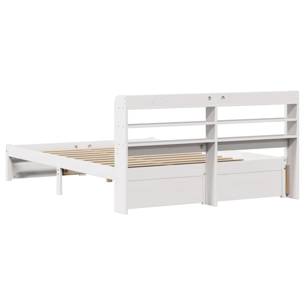 vidaXL Bed Frame with Headboard without Mattress White 140x200 cm