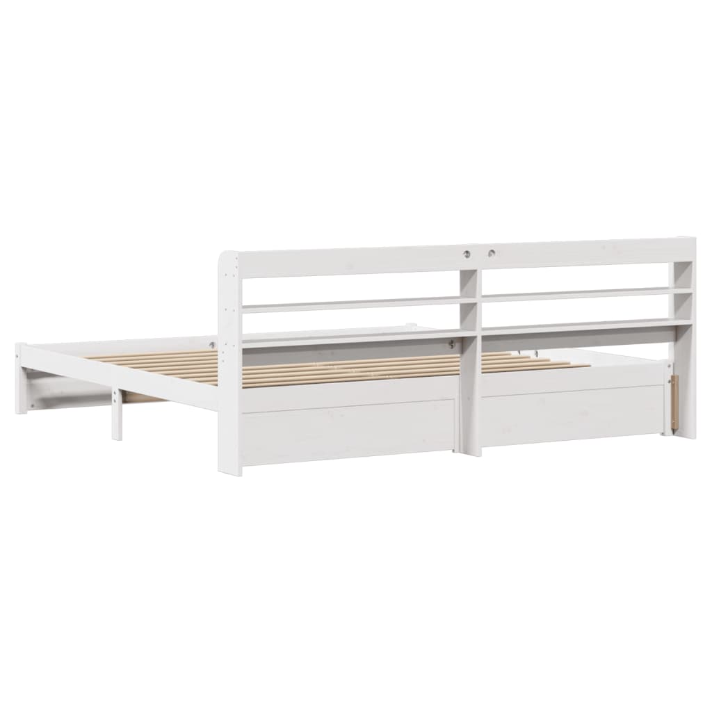 vidaXL Bed Frame with Headboard without Mattress White 200x200 cm