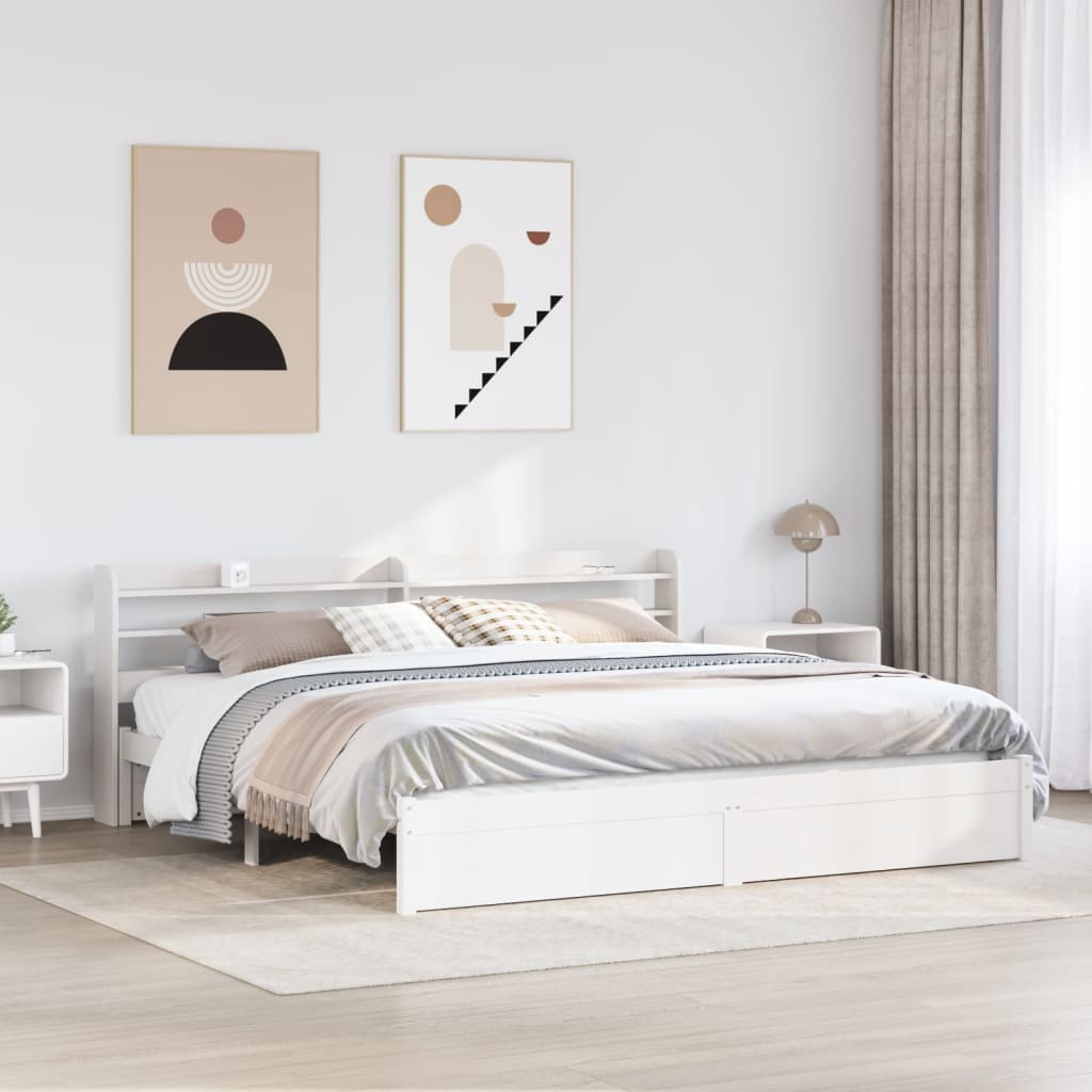 vidaXL Bed Frame with Headboard without Mattress White 200x200 cm