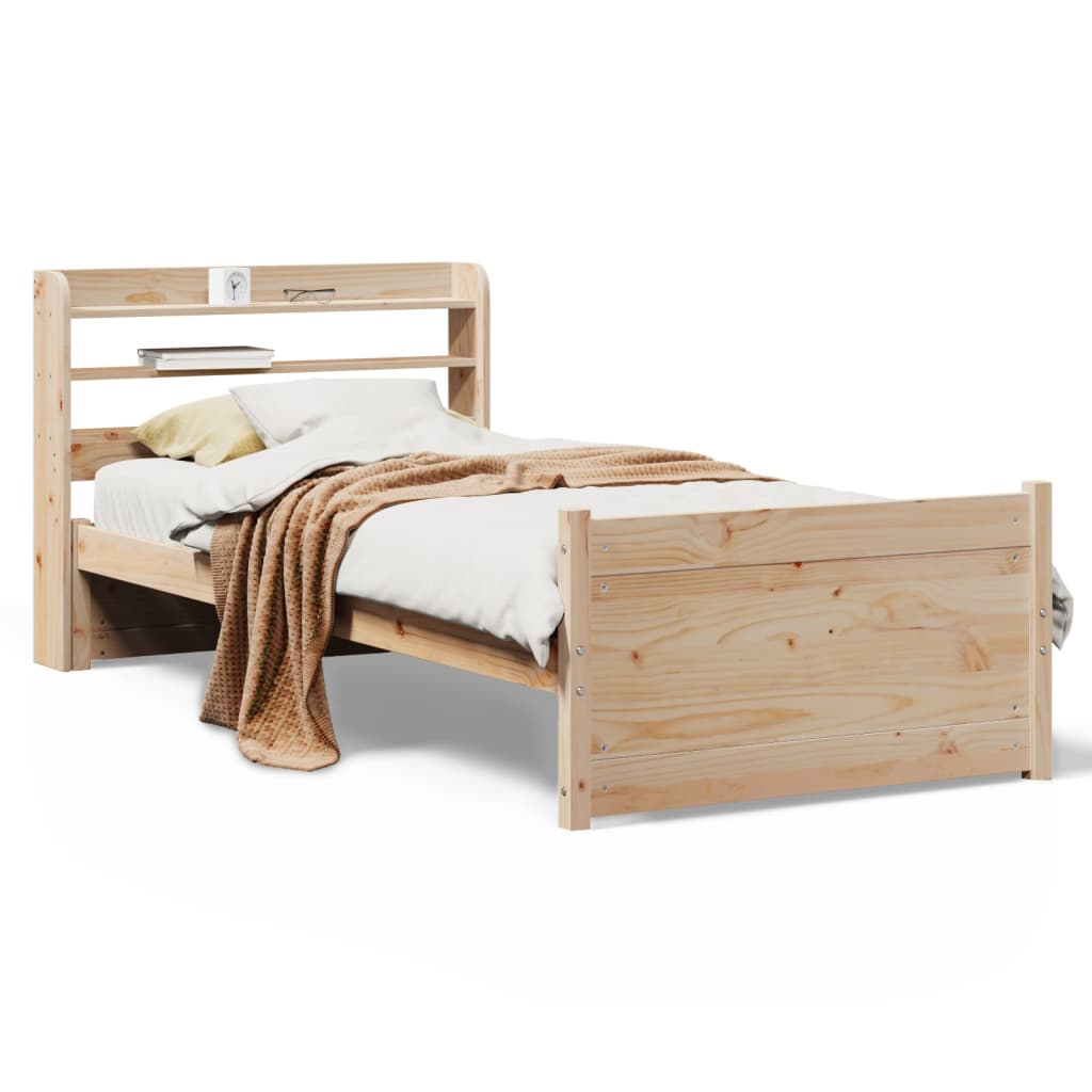 vidaXL Bed Frame with Headboard without Mattress 75x190 cm Small Single