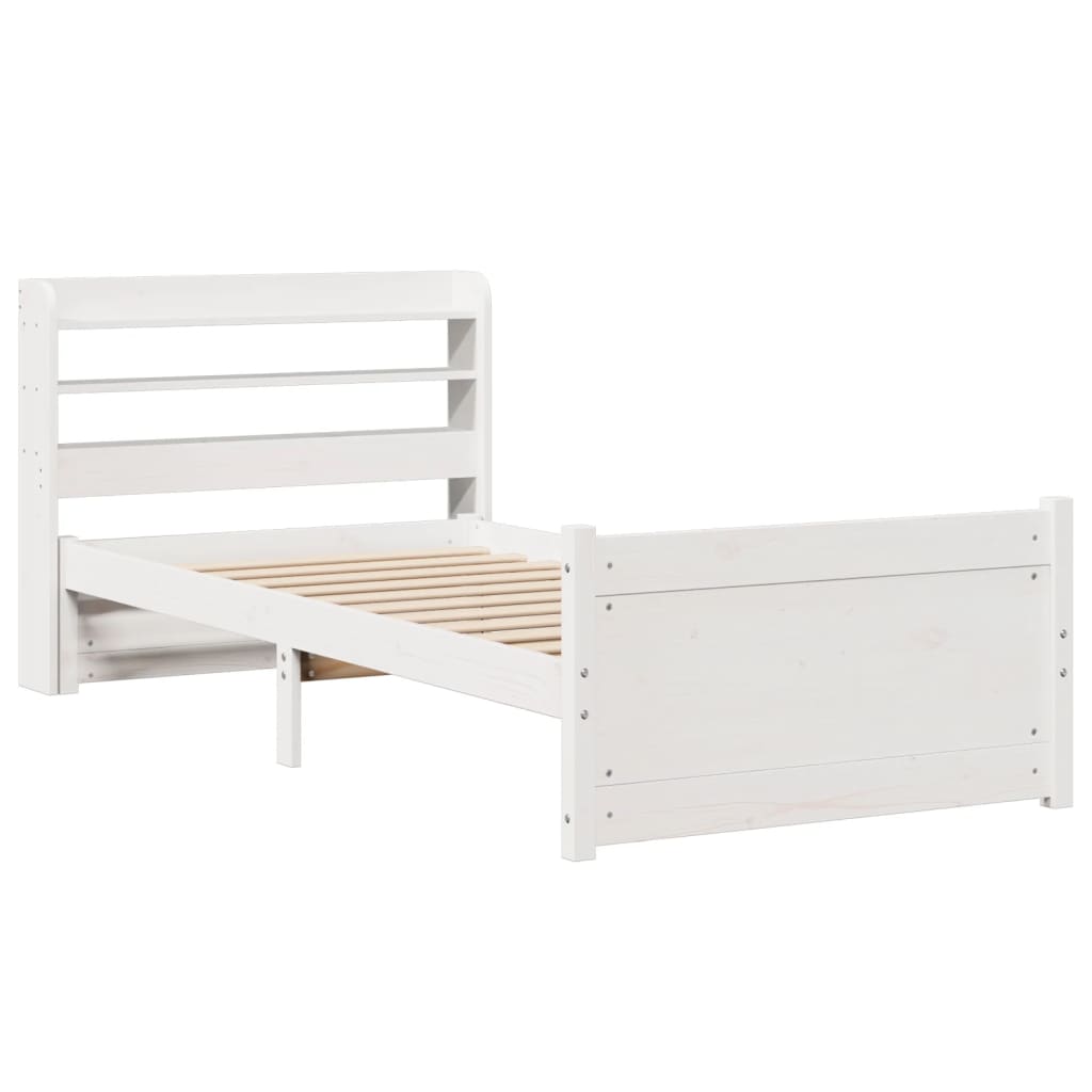 vidaXL Bed Frame with Headboard without Mattress White 75x190 cm Small Single