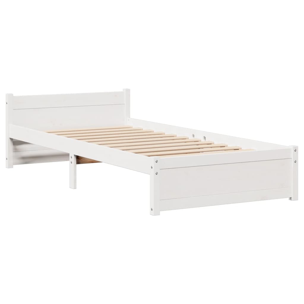 vidaXL Bed Frame with Headboard without Mattress White 75x190 cm Small Single