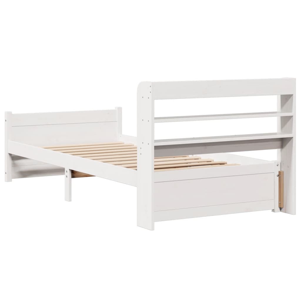 vidaXL Bed Frame with Headboard without Mattress White 75x190 cm Small Single