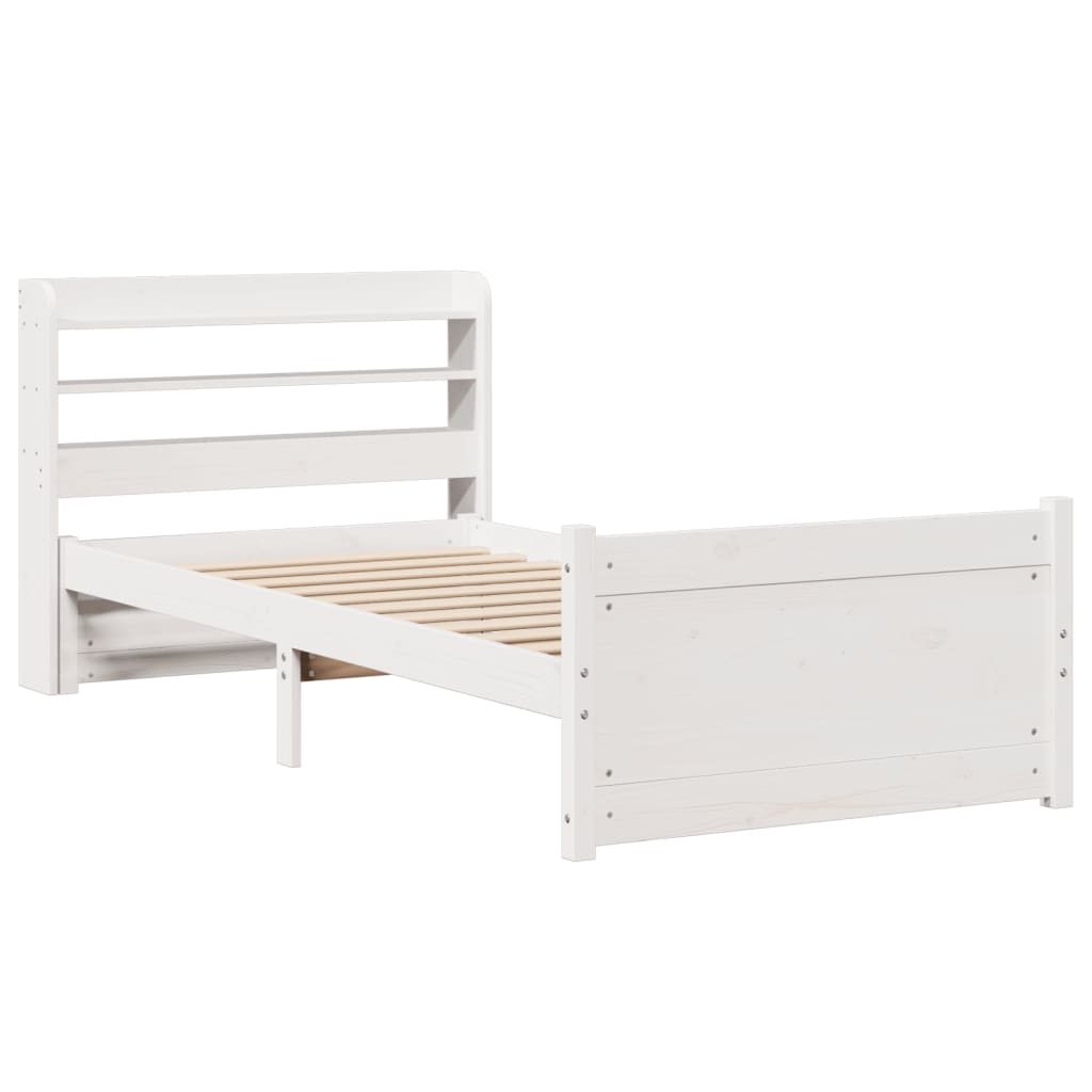 vidaXL Bed Frame with Headboard without Mattress White 90x190 cm Single