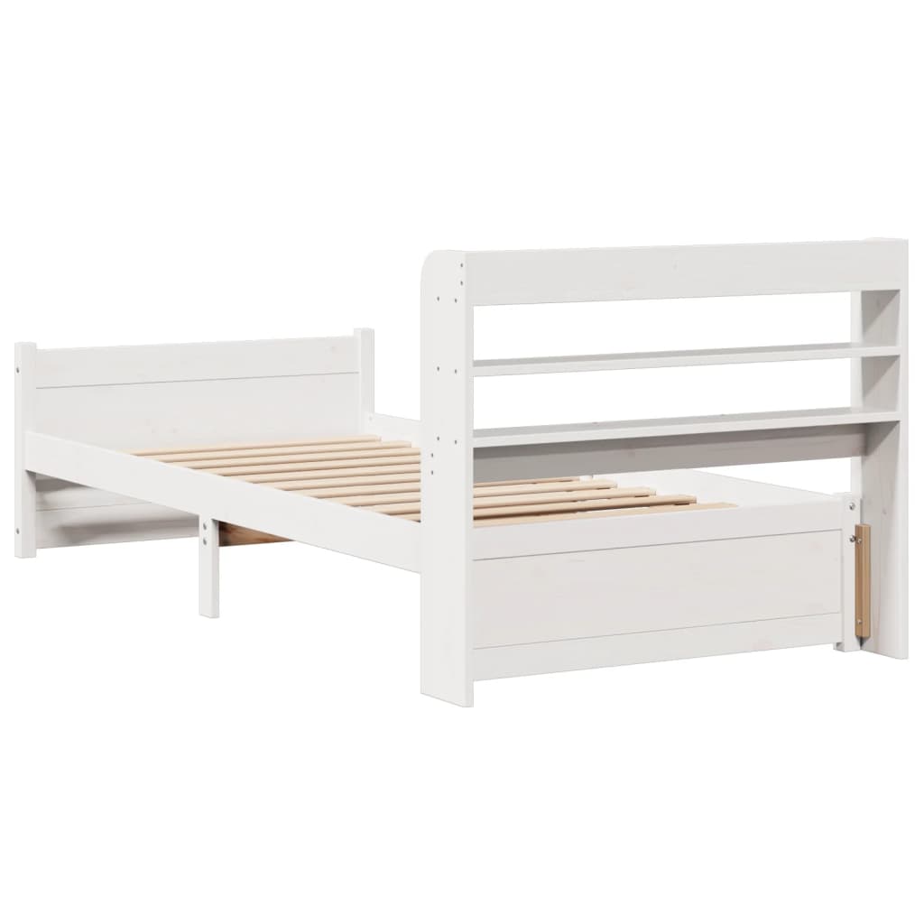 vidaXL Bed Frame with Headboard without Mattress White 90x190 cm Single