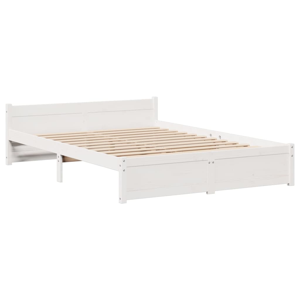 vidaXL Bed Frame with Headboard without Mattress White 135x190 cm Double