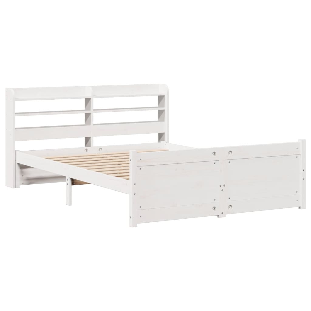 vidaXL Bed Frame with Headboard without Mattress White 140x190 cm