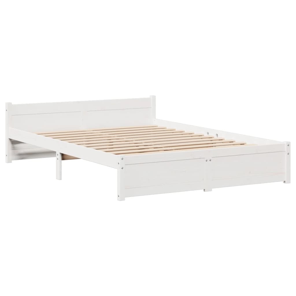 vidaXL Bed Frame with Headboard without Mattress White 140x190 cm