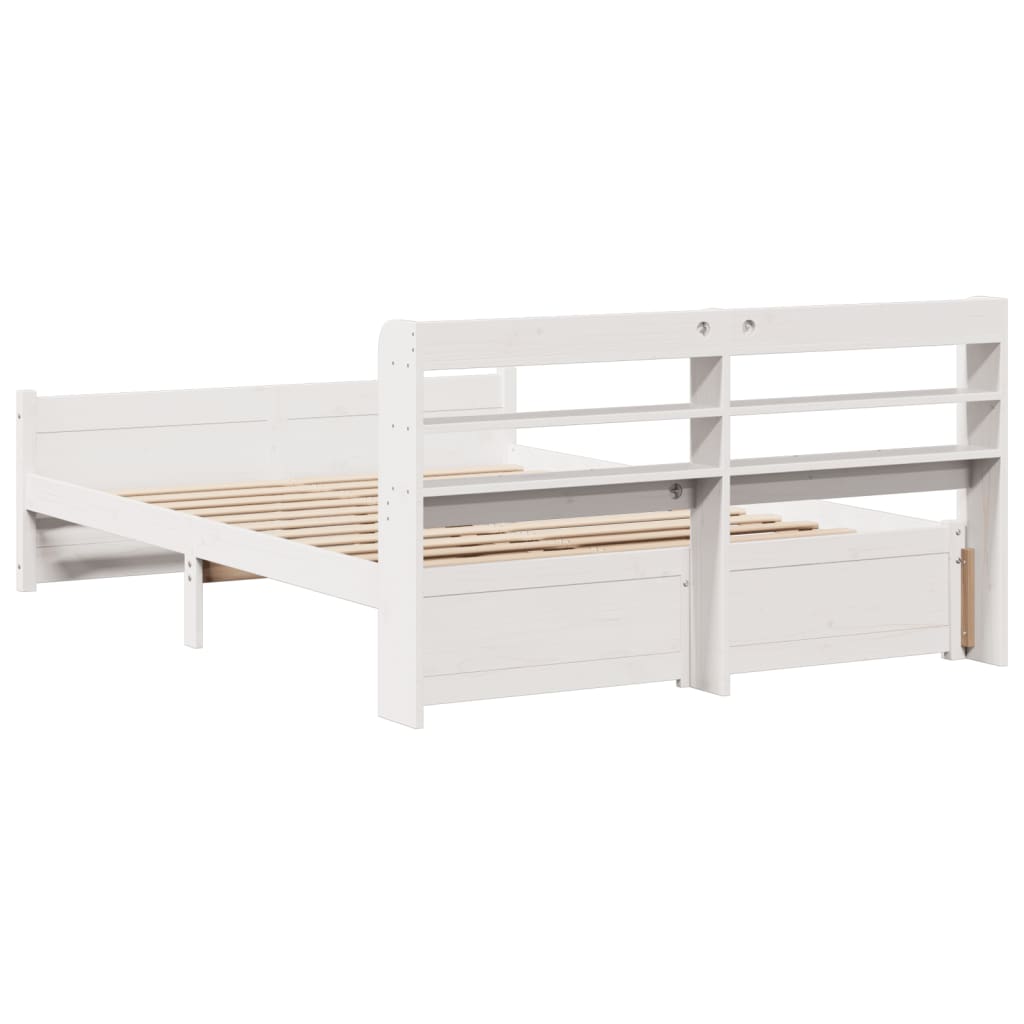 vidaXL Bed Frame with Headboard without Mattress White 140x190 cm