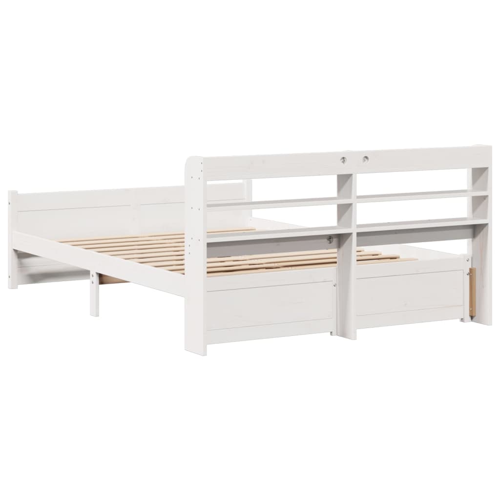 vidaXL Bed Frame with Headboard without Mattress White 140x200 cm