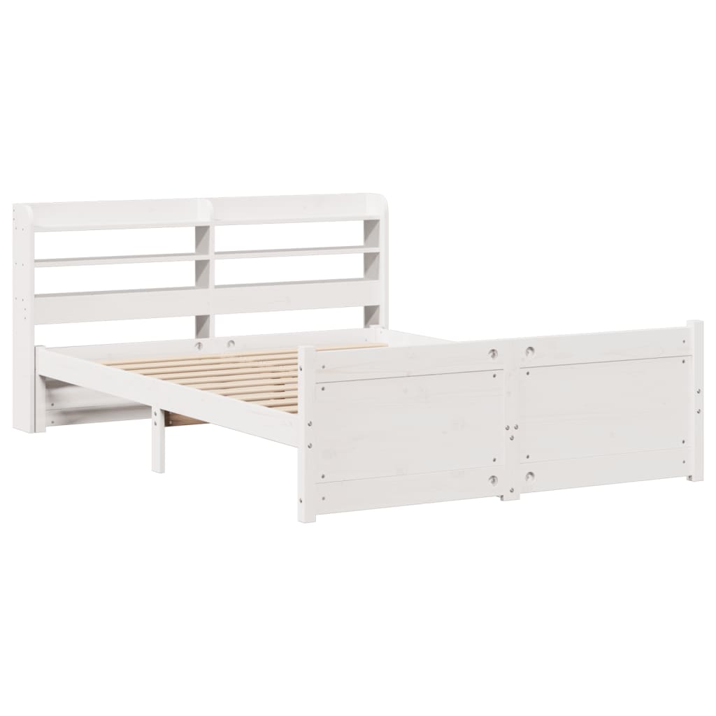 vidaXL Bed Frame with Headboard without Mattress White 150x200 cm King Size