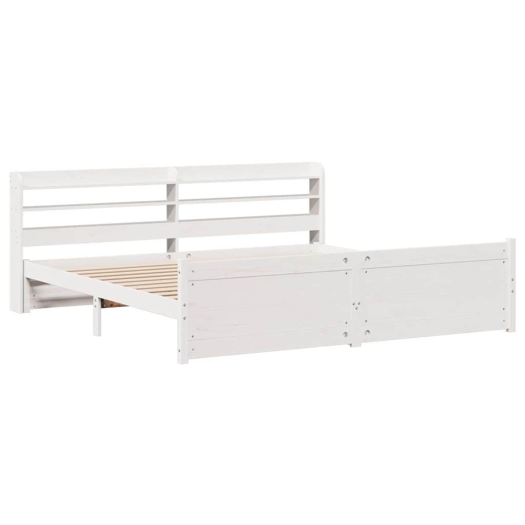 vidaXL Bed Frame with Headboard without Mattress White 180x200 cm Super King