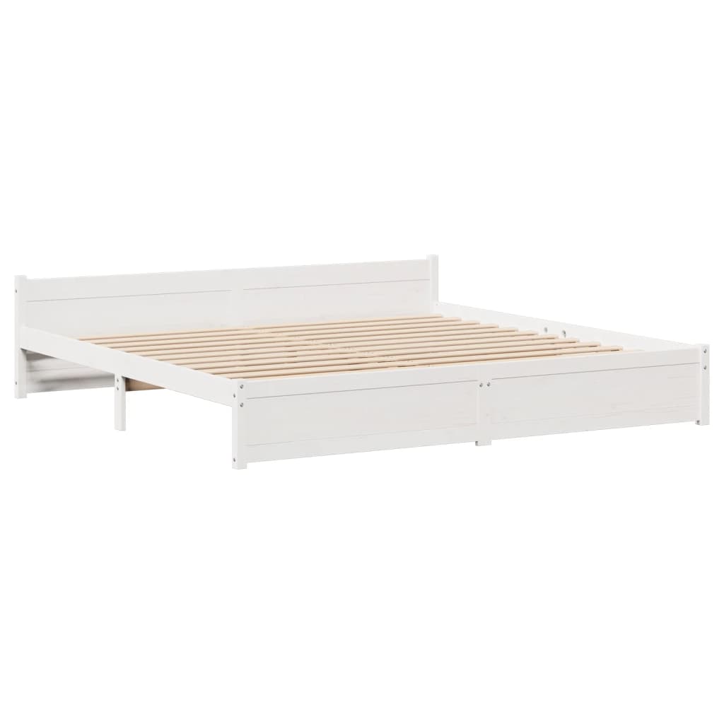 vidaXL Bed Frame with Headboard without Mattress White 180x200 cm Super King