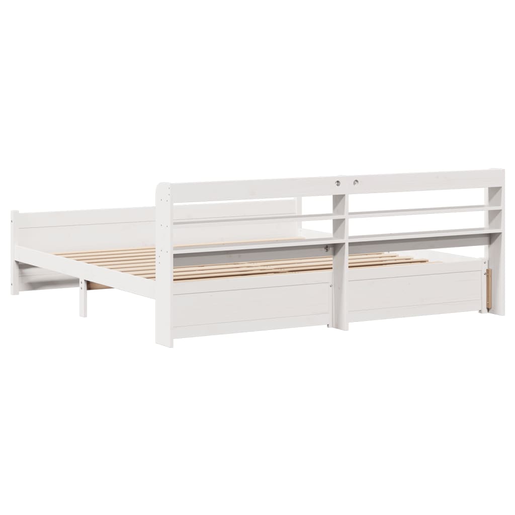 vidaXL Bed Frame with Headboard without Mattress White 180x200 cm Super King