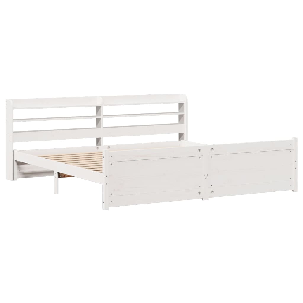 vidaXL Bed Frame with Headboard without Mattress White 200x200 cm