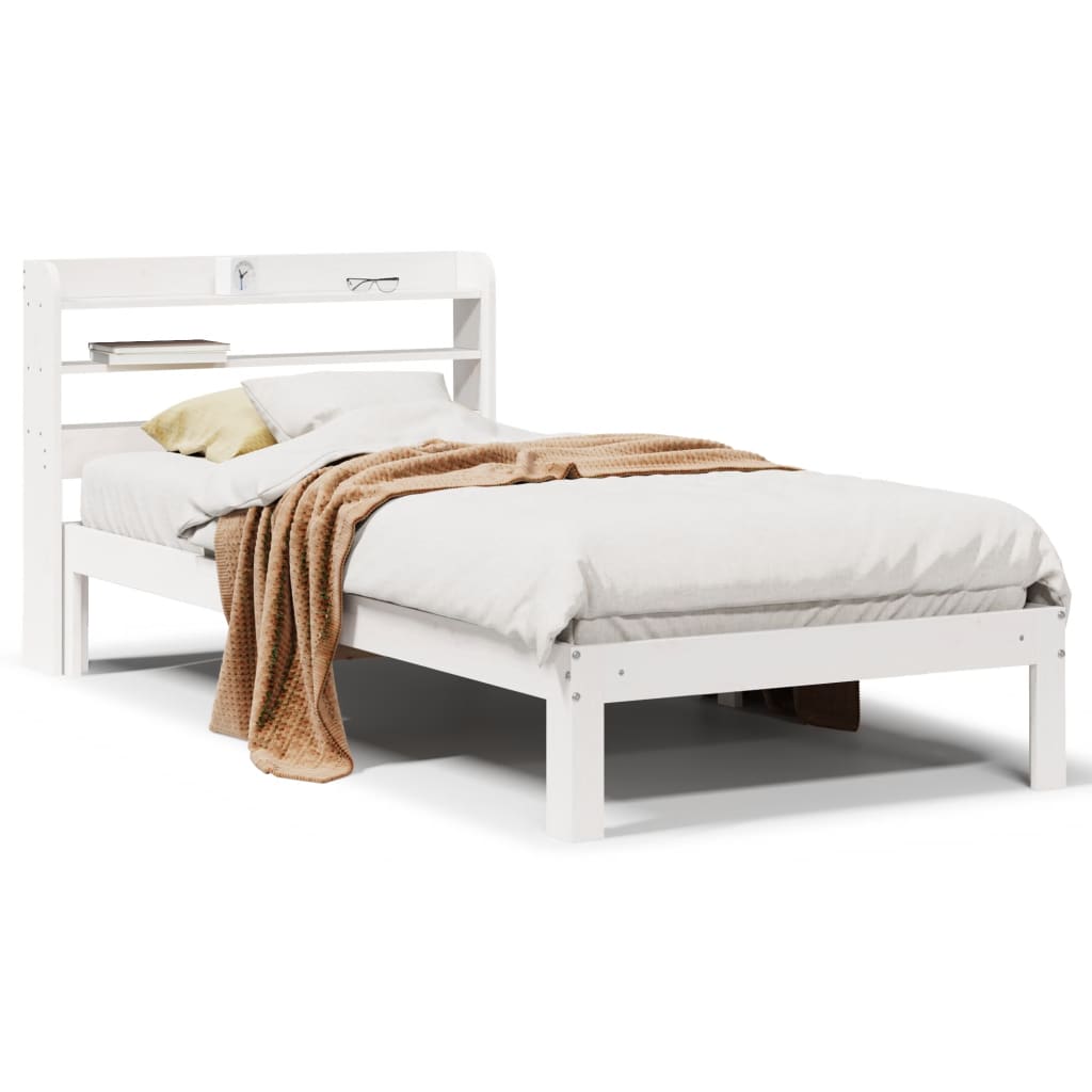 Bed Frame with Headboard without Mattress White 75x190 cm Small Single