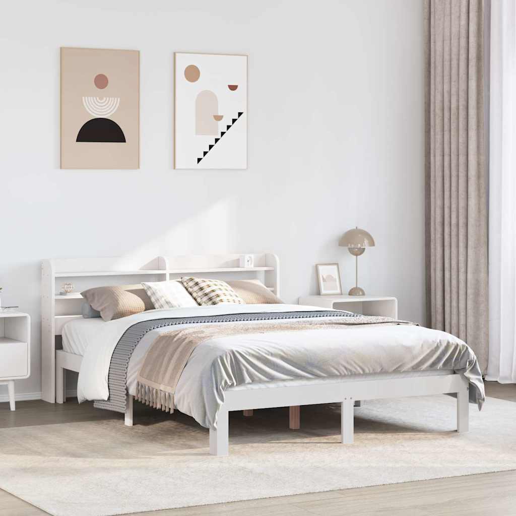 Bed Frame with Headboard without Mattress White 150x200 cm King Size