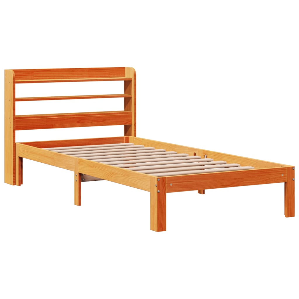 Bed Frame without Mattress Wax Brown 75x190 cm Small Single Solid Wood Pine