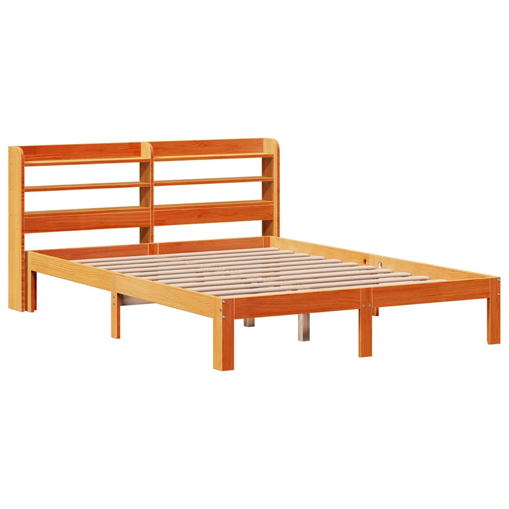 Bed Frame without Mattress Wax Brown 140x190 cm Solid Wood Pine